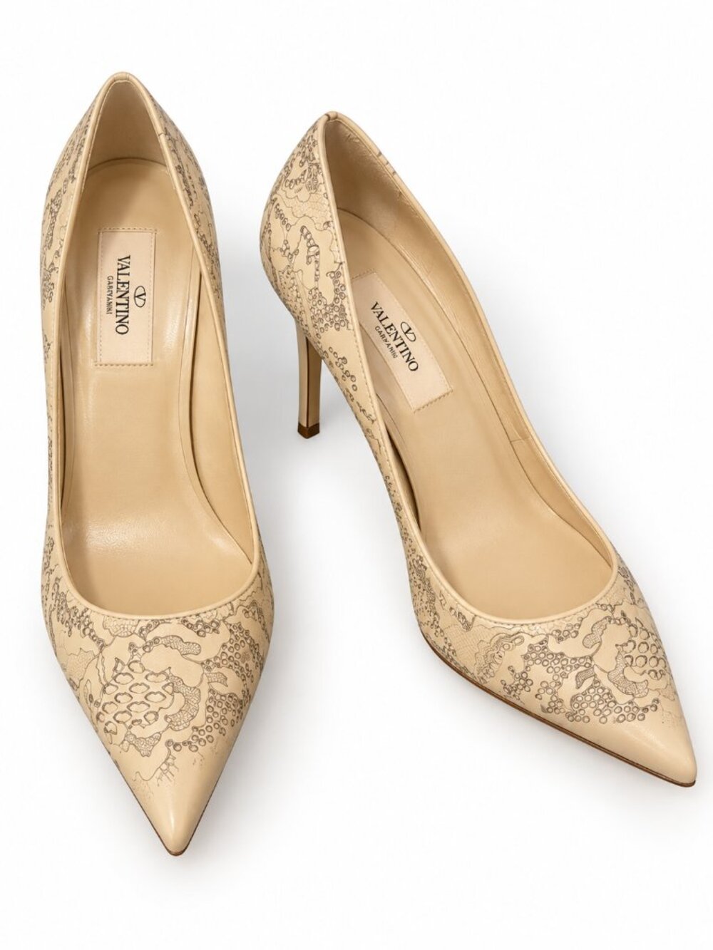 Valentino Etched Lace Leather Pumps - Size 37.5